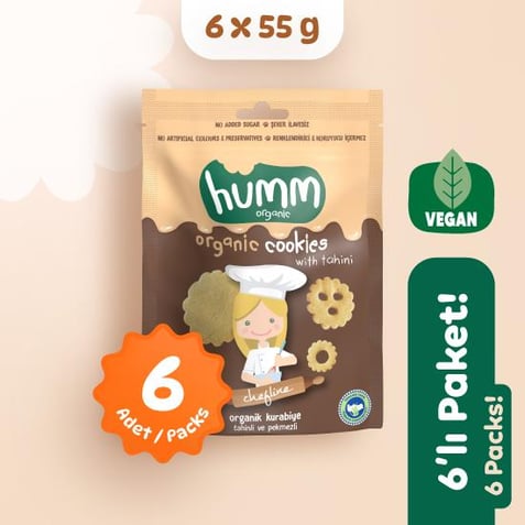 Organik Tahinli ve Pekmezli Vegan Kurabiye Atıştırmalık Paketi 6 adet görseli.