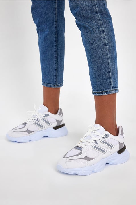 Rahat Kalıp Unisex Beyaz Gümüş Spor Ayakkabı TBFRV10