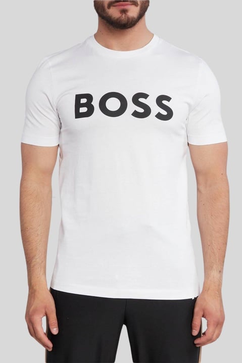 Boss Regular Fit Düz Bisiklet Yaka Erkek T-Shirt Beyaz 100