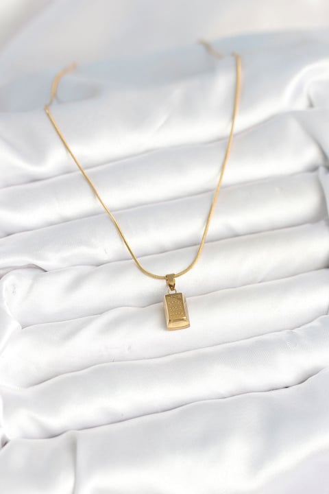 316L Çelik Gold Renk Mini Külçe Altın Model Kolye