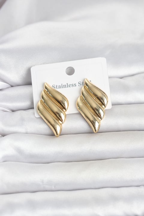 316L Çelik Gold Renk Motif Model Kadın Küpe