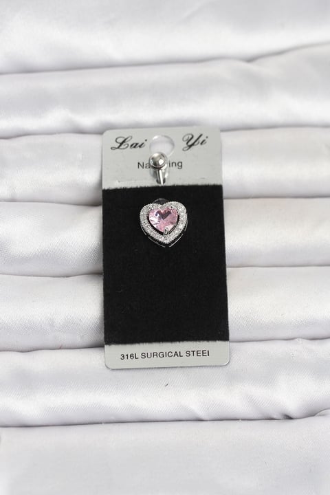 316L Cerrahi Çelik Pembe Kalp Model Göbek Piercing
