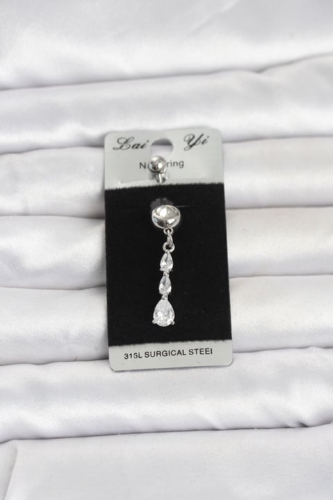 316L Cerrahi Çelik Sallantılı Damla Model Göbek Piercing