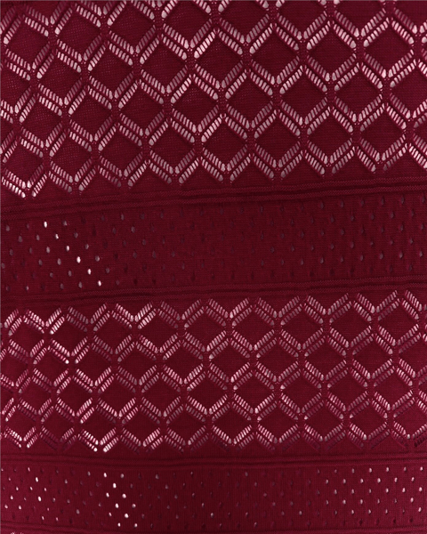 Ajurlu Desenli Triko Elbise -Bordo-Elbise-109-9763-R04