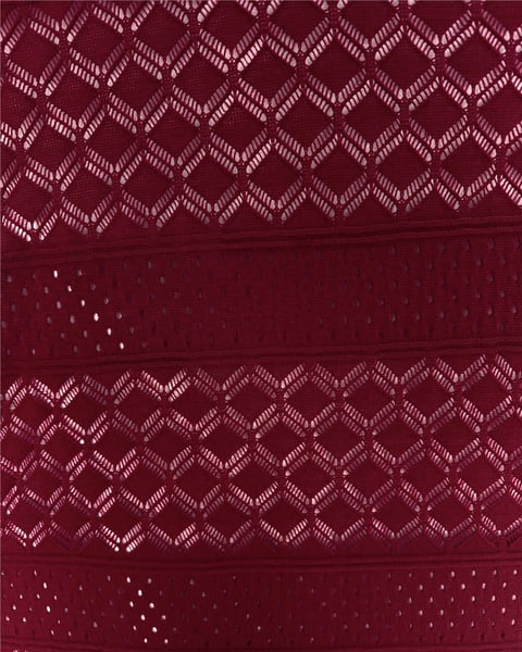Elbise-Ajurlu Desenli Triko Elbise -Bordo-109-9763-R04