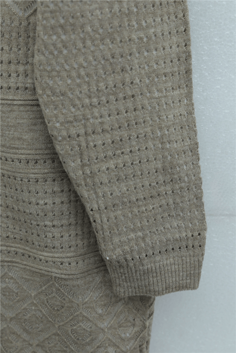 Ajurlu Mevsimlik Triko Hırka       -Açık Vizon-Hırka-109-9824-R51