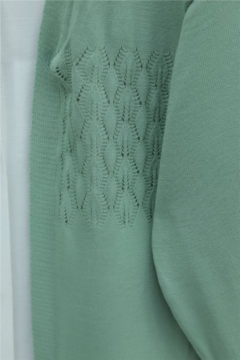 Araboy Ajurlu Triko Hırka -Mint-Hırka-109-9201-R24