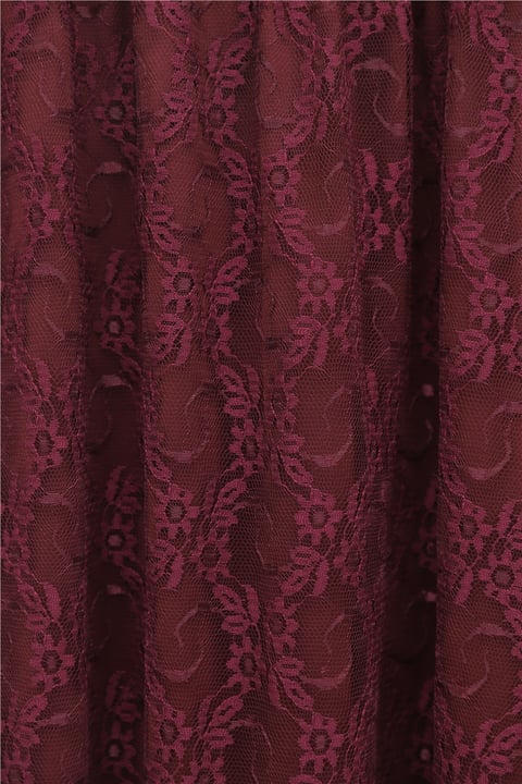Asimetrik Kesim Astarlı Beli Lastikli Tül Etek -Bordo-Etek-386-6286-R04