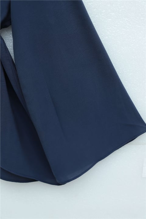 Asimetrik Kesim Beli Bağcıklı Oversize Modal Tunik -Lacivert-Tunik-120-1656-R03