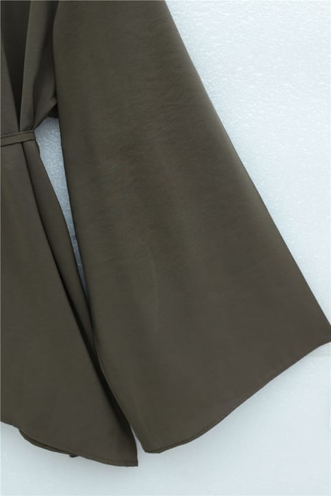 Asimetrik Kesim Beli Bağcıklı Oversize Modal Tunik -Kamuflaj-Tunik-120-1656-R39