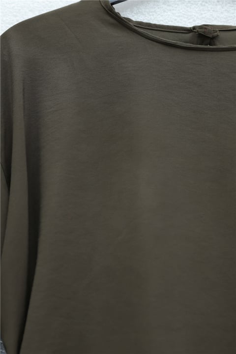 Asimetrik Kesim Beli Bağcıklı Oversize Modal Tunik -Kamuflaj-Tunik-120-1656-R39