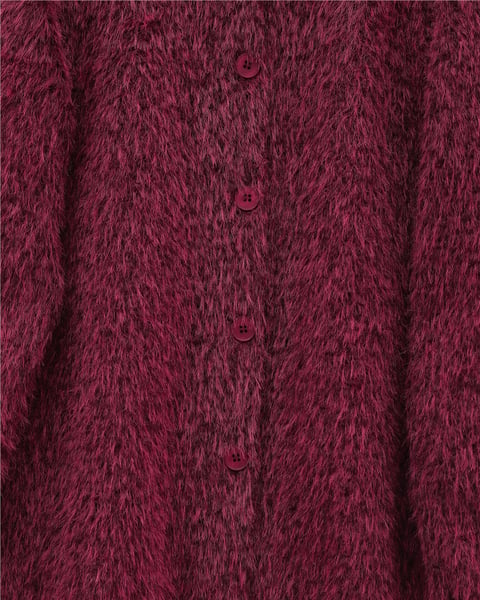 Atkı Detaylı Önü Düğmeli Sakallı Ceket -Bordo-Ceket-111-50783-R04