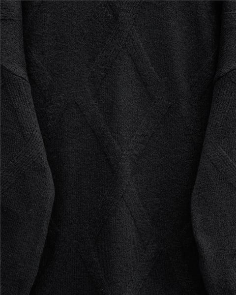 Baklava Desenli Yumoş Triko Tunik -Siyah-Tunik-295-4516-R01