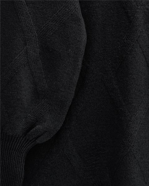 Baklava Desenli Yumoş Triko Tunik -Siyah-Tunik-295-4516-R01