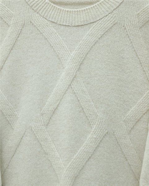 Baklava Desenli Yumoş Triko Tunik  -Taş-Kazak-295-4516-R43