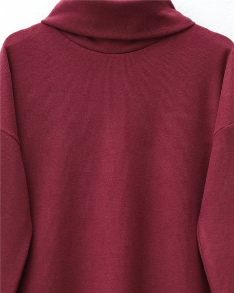 Balıkçı Yaka Yırtmaçlı Kaşkorse Tunik -Bordo-Tunik-253-13108-R04