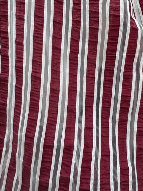 Balon Kol Belden Bağlamalı Astarlı Çizgili Tunik -Bordo-Tunik-223-3053-R04