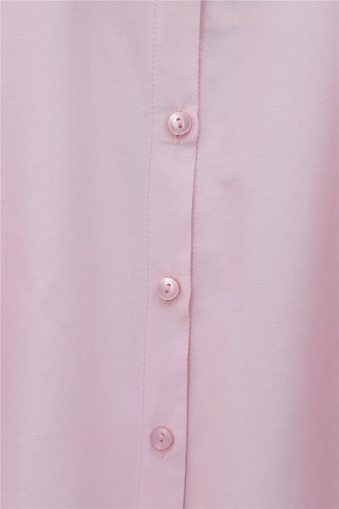Balon Kol Düğmeli Kısa Poplin Gömlek -Pembe-Gömlek-432-24135-R20