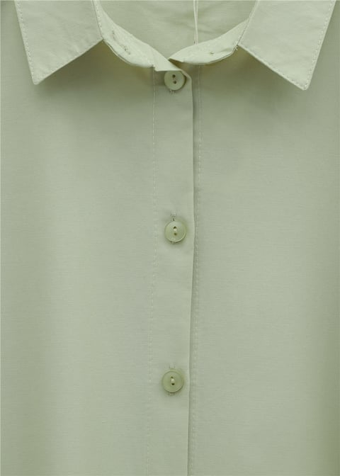 Balon Kol Düğmeli Kısa Poplin Gömlek -Zeytin-Gömlek-432-24135-R59
