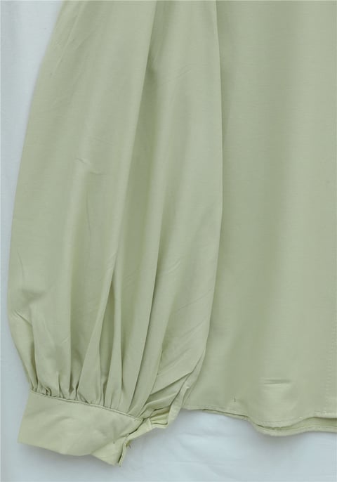 Balon Kol Düğmeli Kısa Poplin Gömlek -Zeytin-Gömlek-432-24135-R59