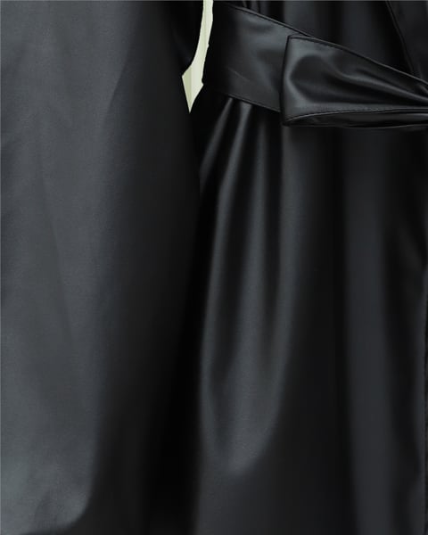 Balon Kol Kemerli Deri Ceket -Siyah-Ceket-223-3065-R01