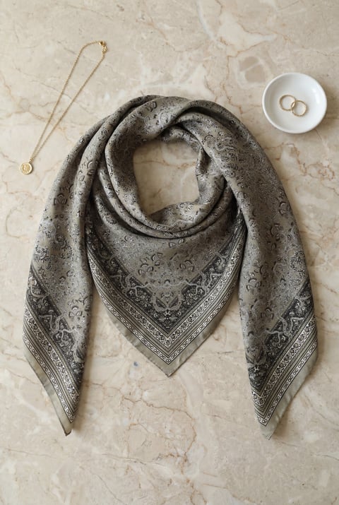 Barok Desen Coton Eşarp -Toprak