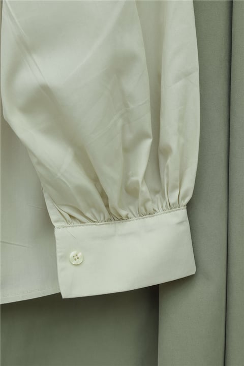 Bebe Yaka Dantel Detaylı Düğmeli Poplin Gömlek -Bej-Gömlek-364-6023-R56