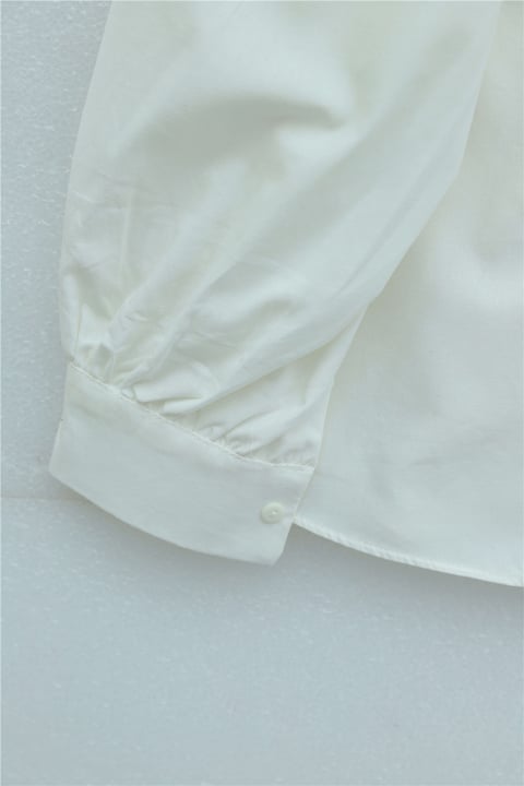 Bebe Yaka Dantel Detaylı Düğmeli Poplin Gömlek  -Ekru-Gömlek-364-6023-R07