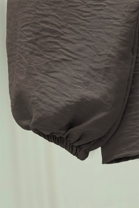 Bebe Yaka Dantelli Kolu Lastikli Gömlek -Kahve-Gömlek-349-7013-R15