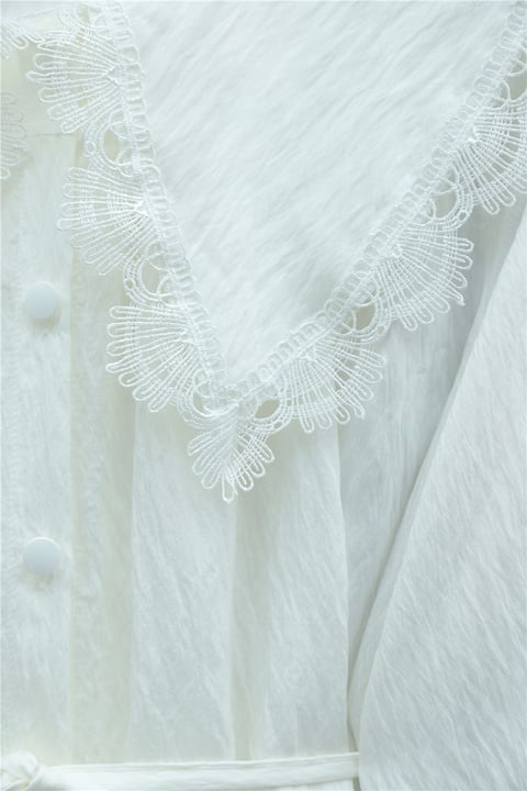 Bebe Yaka Fistolu Beli Bağcıklı Modal Tunik  -Ekru-Tunik-398-11008-R07