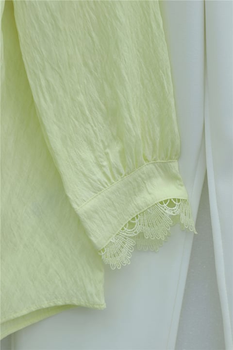 Bebe Yaka Fistolu Beli Bağcıklı Modal Tunik  -Açık Sarı-Tunik-398-11008-R75