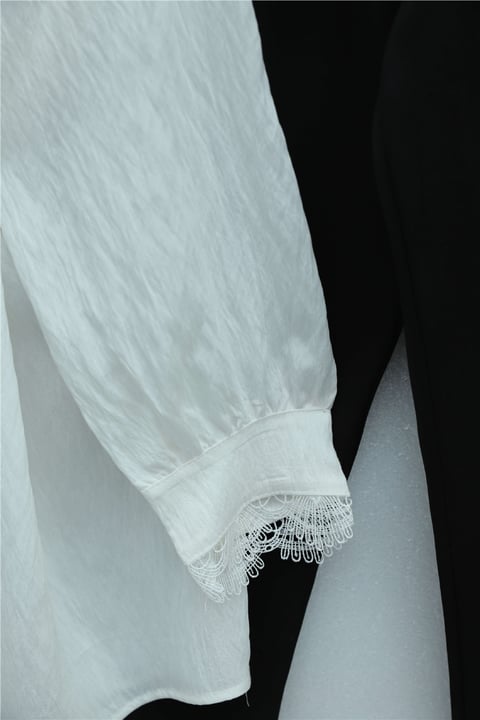 Bebe Yaka Fistolu Beli Bağcıklı Modal Tunik  -Ekru-Tunik-398-11008-R07