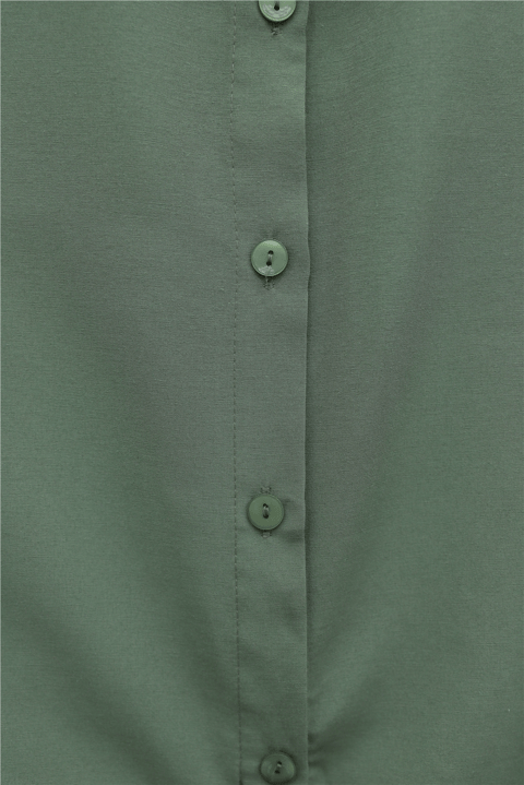 Bebe Yaka Fistolu Kolu Lastikli Poplin Gömlek Bluz  -Çağla Y.-Gömlek-349-8045-R70