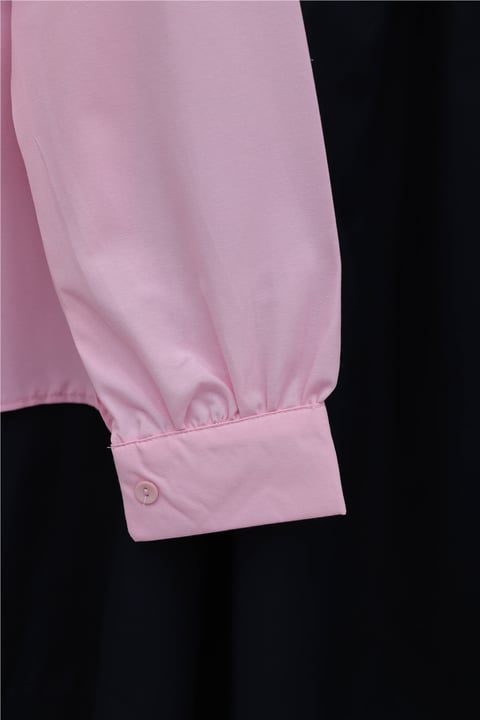 Bebe Yaka Kurdele Detaylı Gömlek     -Pembe-Gömlek-349-7024-R20