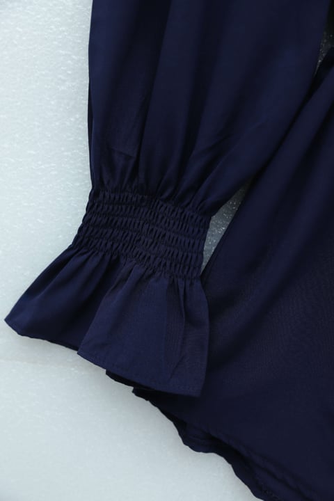 Bebe Yaka Nakışlı Beli Bağlamalı Poplin Gömlek -Laci-Gömlek-441-4291-R03
