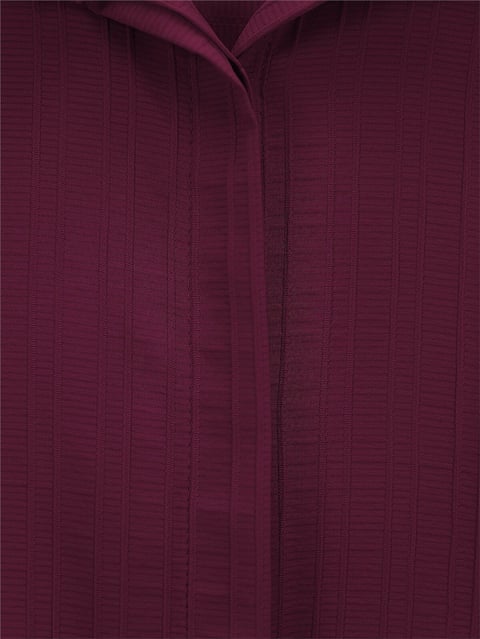 Belden Bağlamalı Fitlli Krinkıl Gömlek  -Bordo-Gömlek-120-5555-R04