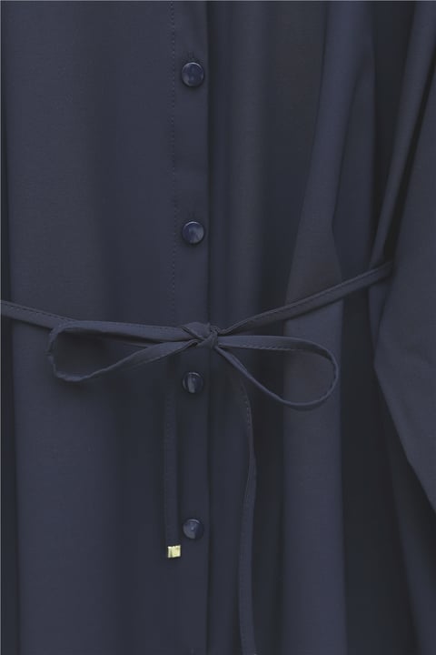 Beli Bağcıklı Düğmeli Oversize Modal Tunik -Laci-Gömlek-398-11007-R03