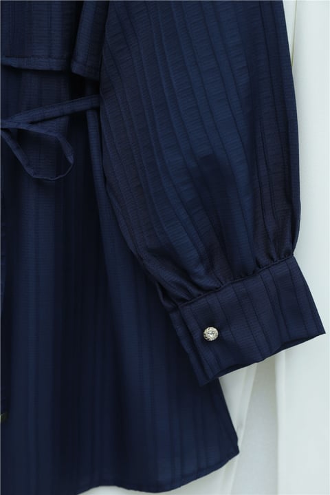 Beli Bağlamalı Bolero Detaylı Taşlı Düğmeli Gömlek  -Laci-Gömlek-398-1057-R03