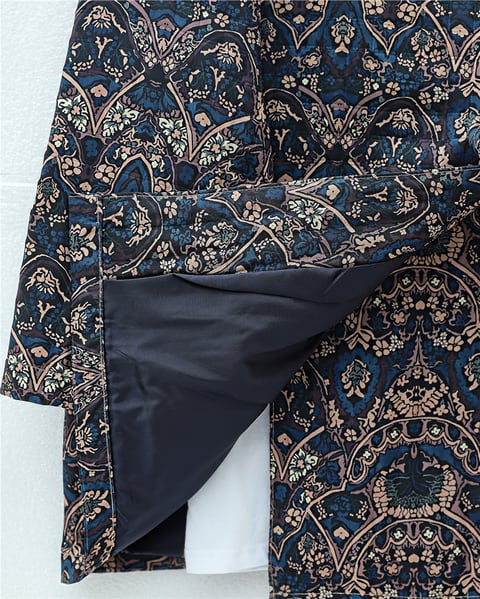 Beli Bağlamalı Cepli Desenli Kapitone Kimono -Laci-Ceket-408-6000-R03
