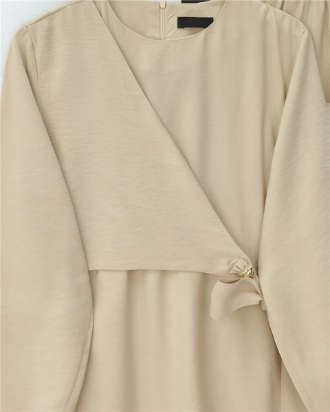 Beli Çapraz Bağlamalı Pantolonlu Modal Takım  -Bej-Takım-120-1702-R56