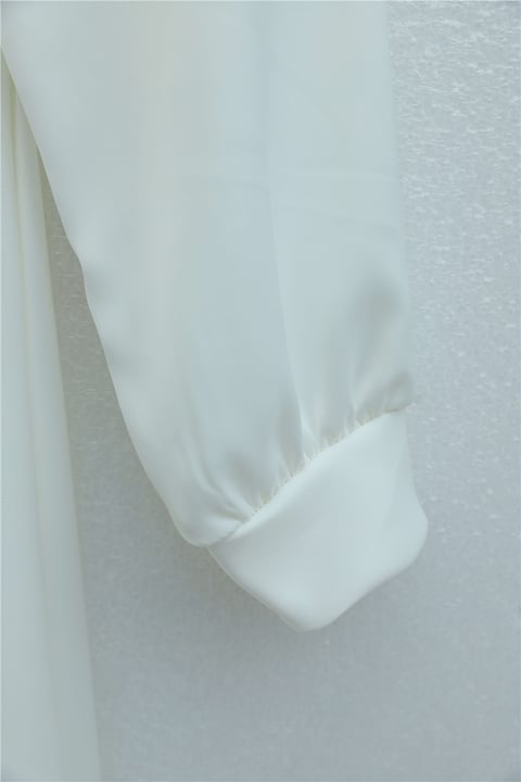 Beli Çapraz Bağlamalı Yuvarlak Yaka Saten Elbise -Beyaz-Abiye-386-6297-R02