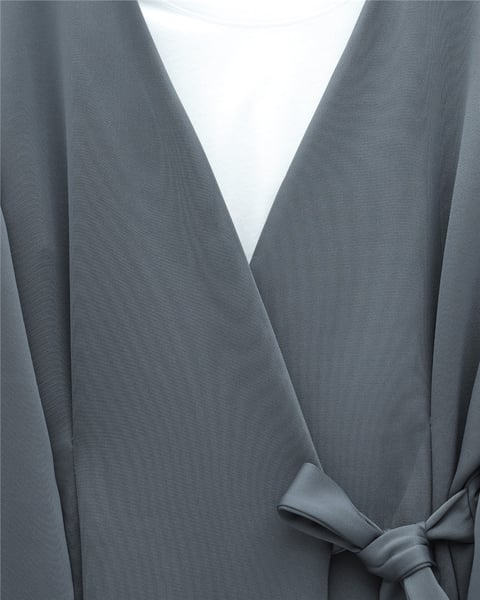 Beli Çift Bağlamalı Scuba Kimono Takım  -Füme-Takım-349-7085-R18