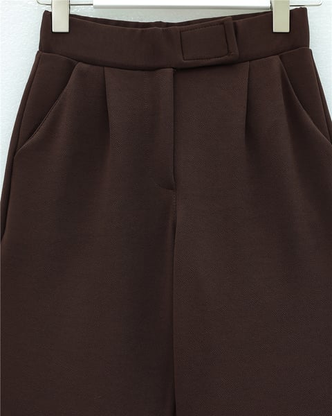 Beli Cırtcırt Detay Boru Paça Kumaş Pantalon  -Kahve-Pantolon-400-1155-R15