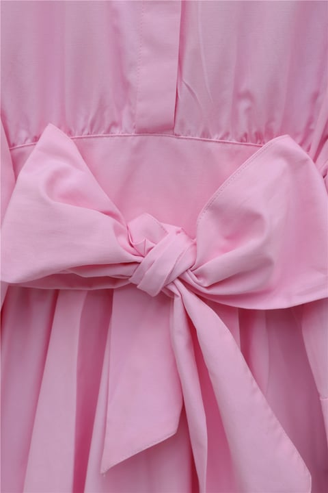 Beli Korsajlı Gizli Patlı Kuşaklı Poplin Tunik -Pembe-Tunik-111-22042-R20