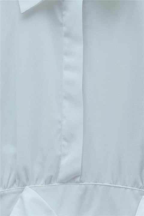Beli Korsajlı Gizli Patlı Kuşaklı Poplin Tunik -Beyaz-Tunik-111-22042-R02