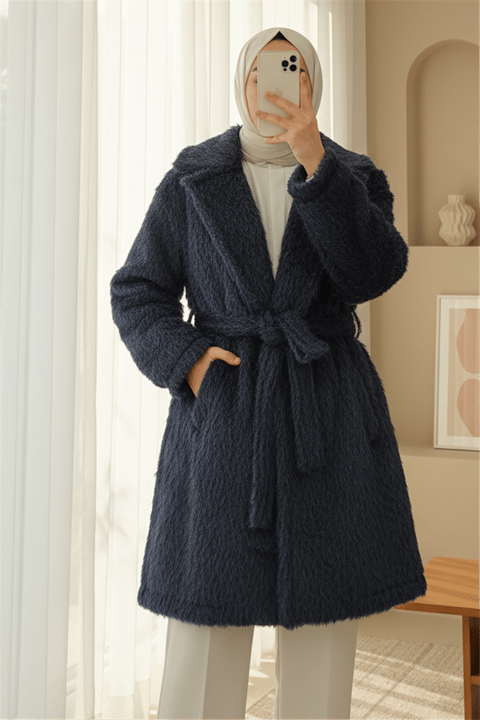Beli Kuşaklı Cepli Sakallı Kap -Laci-Trençkot-111-50784-R03