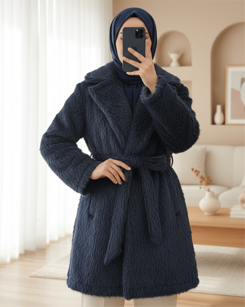 Beli Kuşaklı Cepli Sakallı Kap -Laci-Trençkot-111-50784-R03