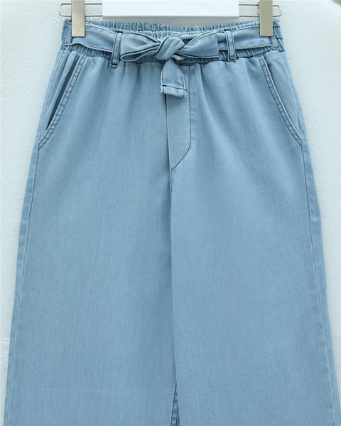 Beli Kuşaklı Lastikli Cepli Kot Pantolon -Buz Mavi-Pantolon-417-16779-R37