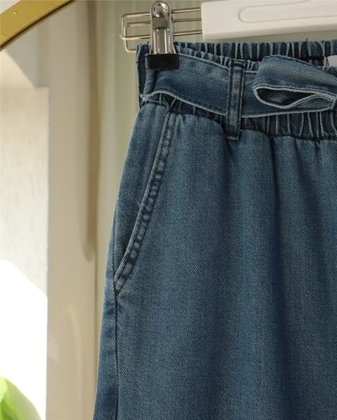 Beli Kuşaklı Lastikli Cepli Kot Pantolon -Laci-Pantolon-417-16779-R03