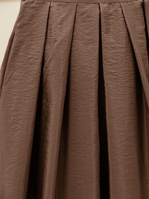 Beli Lastiki Piliseli Paraşüt Etek  -Taba-Etek-346-3057-R12